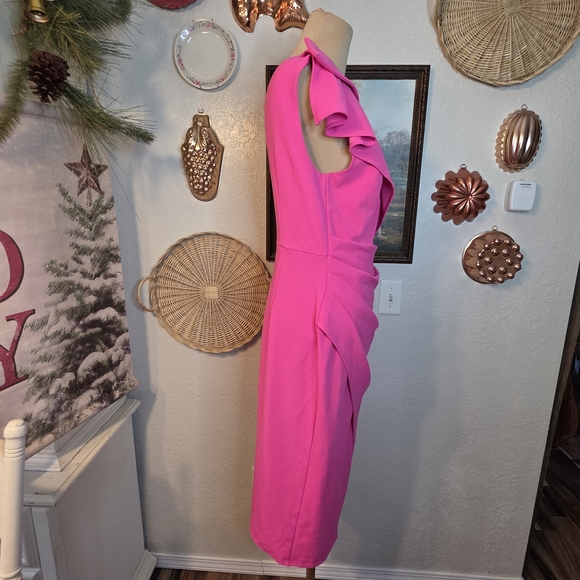 Caracilia Cocktail Formal Date Night Valentine's Day Pink One-Shoulder Dress - Picture 2 of 8